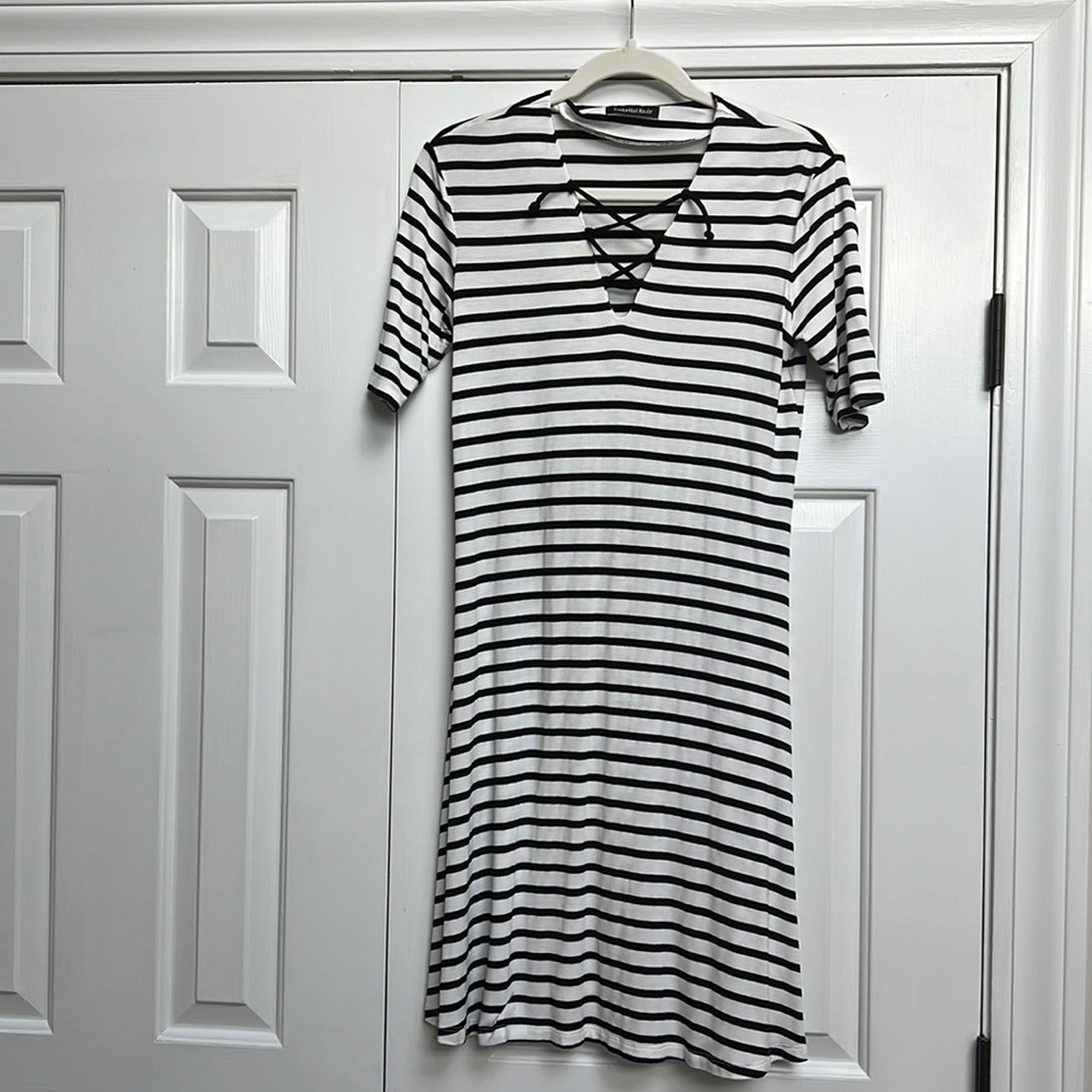 Isabella Oliver black and white stripe dress